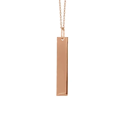 18″ Engraveable Vertical Nameplate Necklace in 10kt Rose Gold