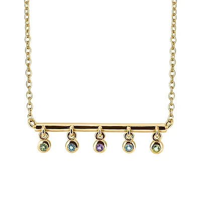 16″ Necklace with Amethyst, Blue Topaz, and Peridot in Gold Plated Sterling Silver