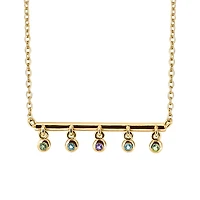 16″ Necklace with Amethyst, Blue Topaz, and Peridot in Gold Plated Sterling Silver