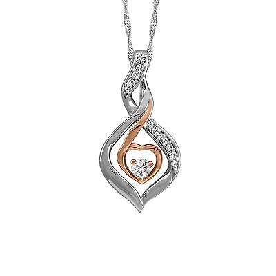 Fire of the North Canadian Diamond Pendant with .11 Carat TW of Diamonds in 10kt White and Rose Gold with Chain