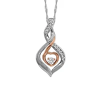 Fire of the North Canadian Diamond Pendant with .11 Carat TW of Diamonds in 10kt White and Rose Gold with Chain