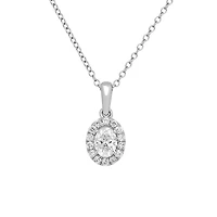 Classic Halo Pendant with .50 Carat TW of Lab Created Diamonds in 14kt White Gold with Chain