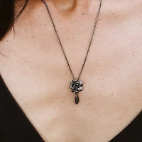 Enchanted Disney Villains Maleficent Pendant with .04 Carat TW of Black Diamonds in Sterling Silver with Chain