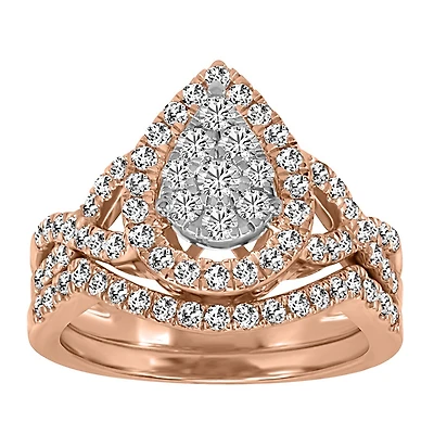 Bridal Set with 1.00 Carat TW of Diamonds in 10kt Rose Gold