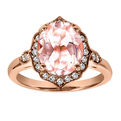 Ring with Morganite and .19 Carat TW of Diamonds in 14kt Rose Gold