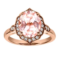 Ring with Morganite and .19 Carat TW of Diamonds in 14kt Rose Gold