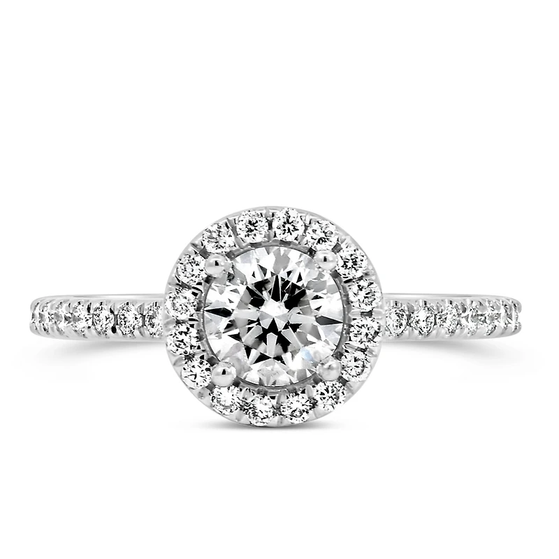 Colourless Collection Halo Engagement Ring with 1.12 Carat TW of Diamonds in 18kt White Gold