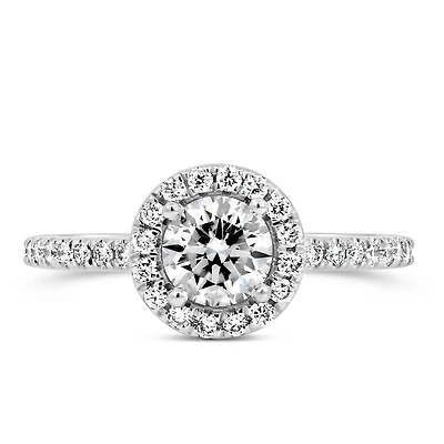 Colourless Collection Halo Engagement Ring with 1.12 Carat TW of Diamonds in 18kt White Gold