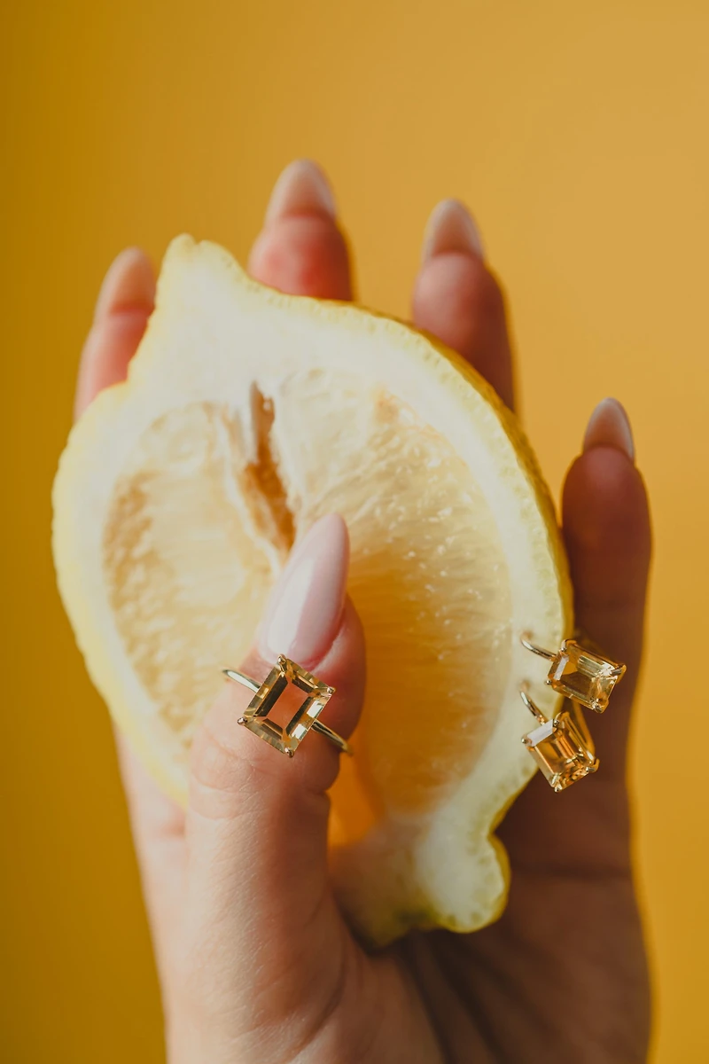 Cleo Earrings with Citrine in 10kt Yellow Gold