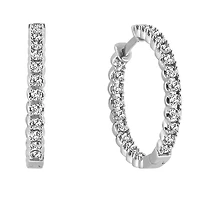 Inside Out Hoop Earrings with 1.00 Carat TW of Diamonds in 10kt White Gold