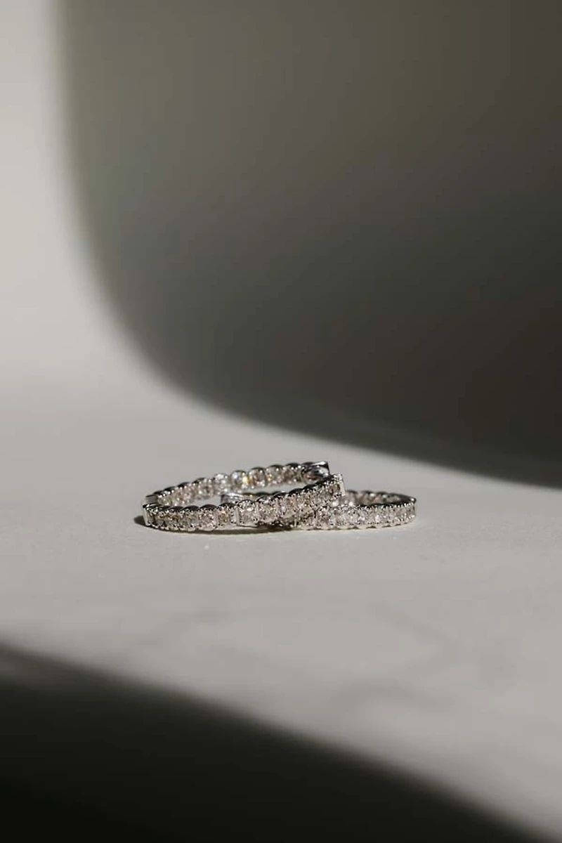Inside Out Hoop Earrings with 1.00 Carat TW of Diamonds in 10kt White Gold