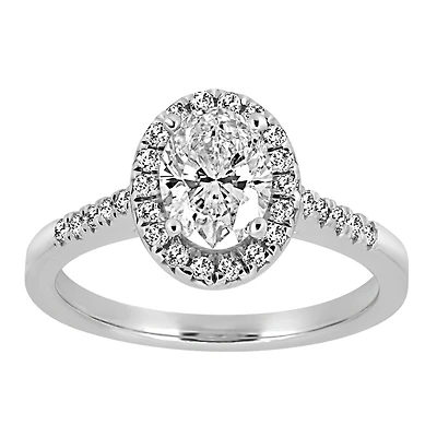 Colourless Collection Oval Halo Engagement Ring with 1.25 Carat TW of Diamonds in 18kt White Gold