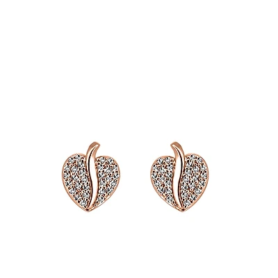 Heart Earrings with Cubic Zirconia in Rose Gold Plated Sterling Silver