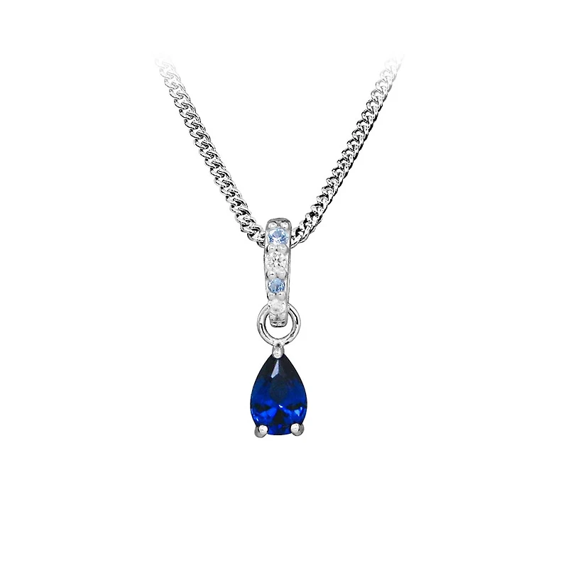 Pendant with Created Blue Spinel and Cubic Zirconia in Sterling Silver with Chain