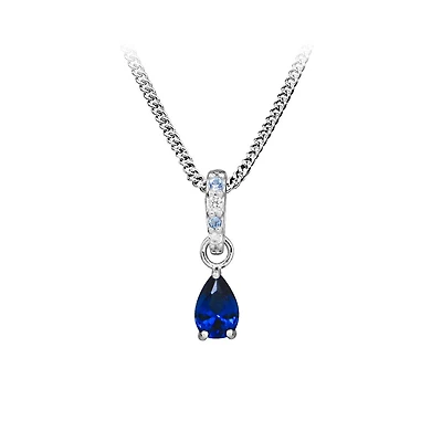 Pendant with Created Blue Spinel and Cubic Zirconia in Sterling Silver with Chain