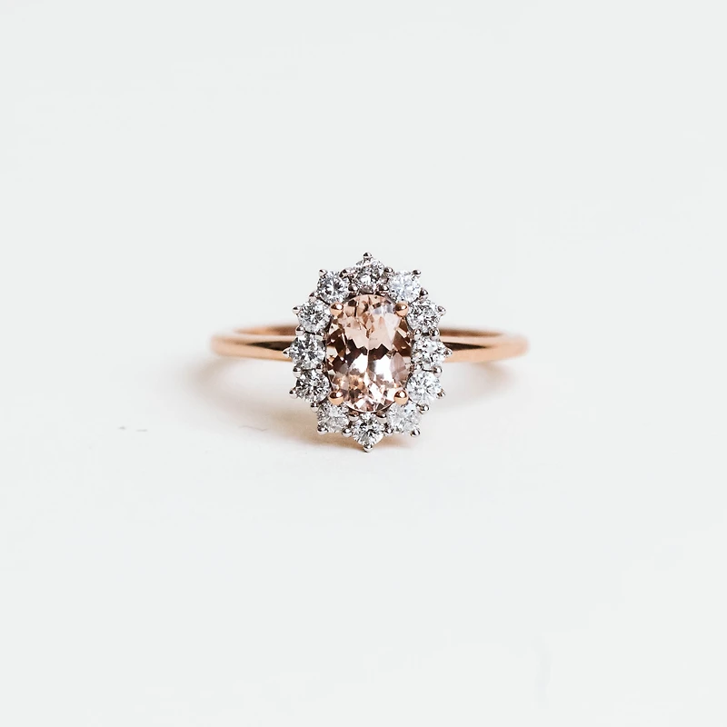 7X5MM Oval Morganite Ring and .40 Carat TW of Diamonds in 14kt Rose Gold