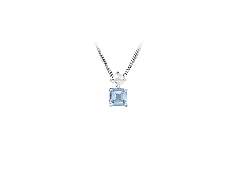 Pendant with Blue Topaz and Cubic Zirconia in Sterling Silver
