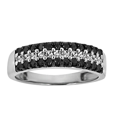 Ring with .50 Carat TW of Black and White Diamonds in 10kt White Gold