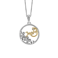 Mom Pendant with .10 Carat TW of Diamonds in 10kt White and Yellow Gold with Chain