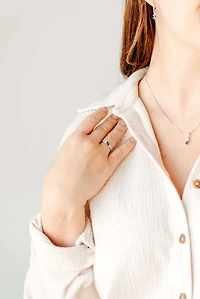 Ring with Created Emerald and Cubic Zirconia in Sterling Silver
