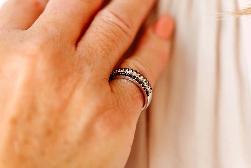 Ring with .50 Carat TW of Black and White Diamonds in 10kt White Gold