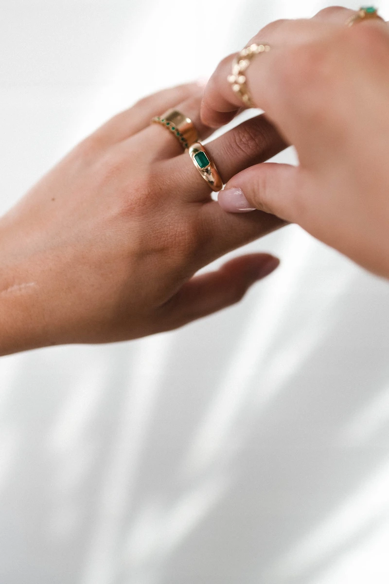Ring With 5.5X3.5MM Emerald Cut Emerald Ring in 10kt Yellow Gold