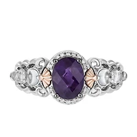 Enchanted Disney Ariel Ring with Amethyst, White Topaz and .20 Carat TW of Diamonds in Sterling Silver