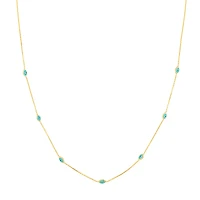 16″-18″ Evil Eye Necklace with Turquoise Enamel in 10kt Yellow Gold