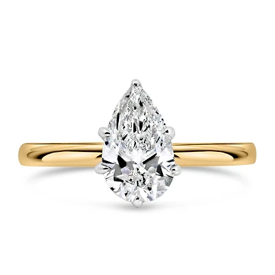 Pear Engagement Ring with 1.33 Carat TW of Lab Created Diamonds in 14kt Yellow Gold
