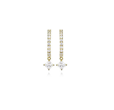 Hoop Earrings with Cubic Zirconia in Gold Plated Sterling Silver