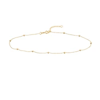 9″-10″ Bead Anklet in 14kt Yellow Gold