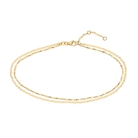 9″-10″ Double Strand Anklet in 14kt Yellow Gold