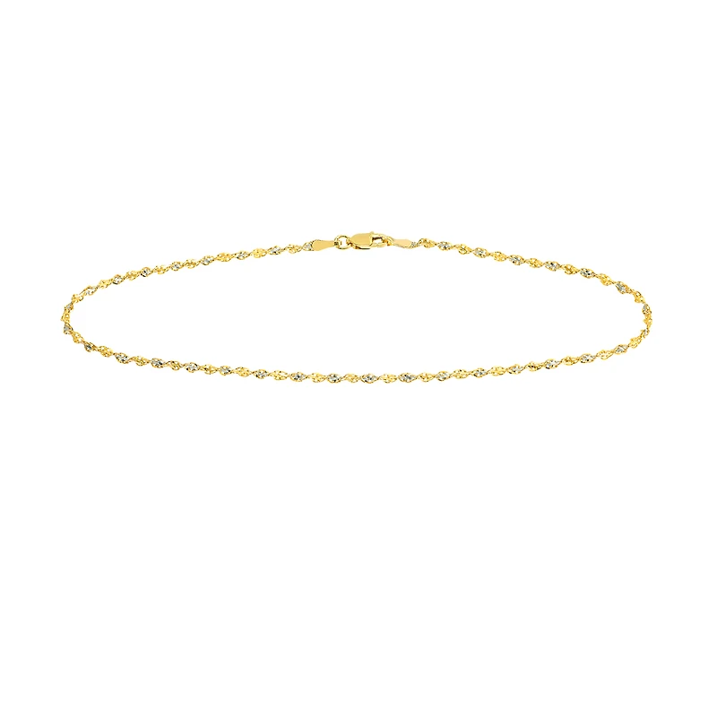 9″-10″ Dorica Anklet in 14kt Yellow, Rose, and White Gold
