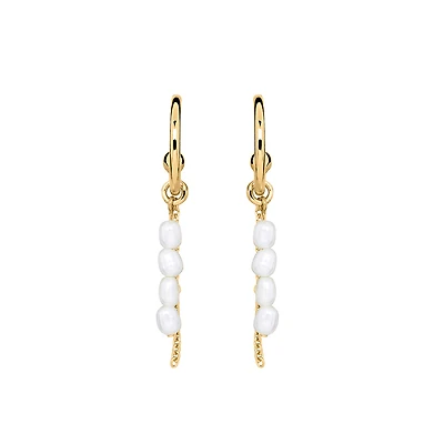 Earrings with White Freshwater Pearl in Gold Plated Sterling Silver