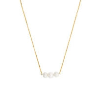16.5″-17.5″ Necklace with White Freshwater Pearl in Gold Plated Sterling Silver
