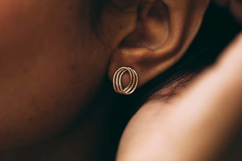 Triple Curve Helix Stud Earrings in 10kt Yellow Gold