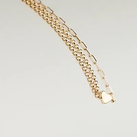 7.5″ Paperclip and Rolo Chain Mini Heart Bracelet in 10kt Yellow Gold