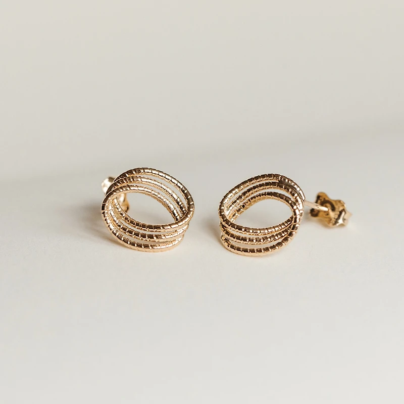 Triple Curve Helix Stud Earrings in 10kt Yellow Gold