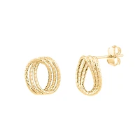 Triple Curve Helix Stud Earrings in 10kt Yellow Gold