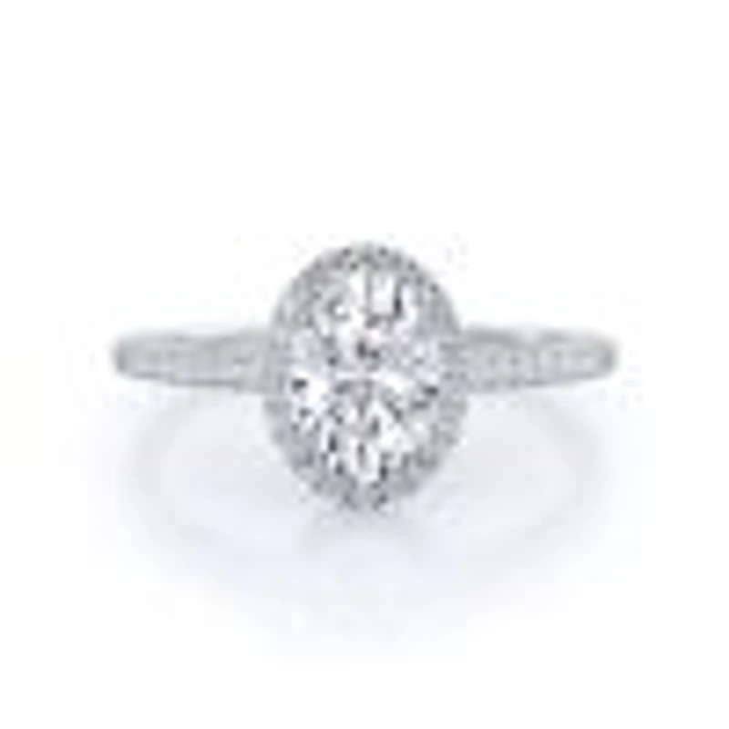 Oval Cathedral Halo Lab Created Diamond Engagement Ring