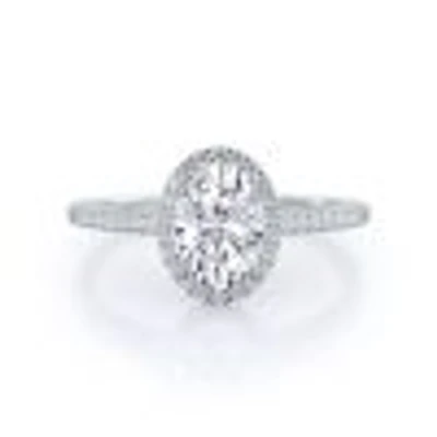 Oval Cathedral Halo Lab Created Diamond Engagement Ring