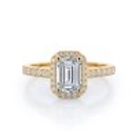 Pave Halo Lab Created Diamond Engagement Ring