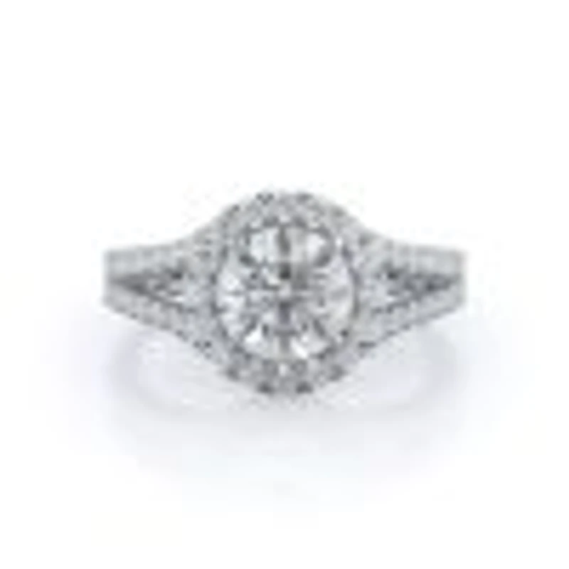 Split Shank French Halo Lab Created Diamond Engagement Ring