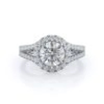 Split Shank French Halo Lab Created Diamond Engagement Ring
