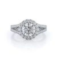 Split Shank French Halo Lab Created Diamond Engagement Ring