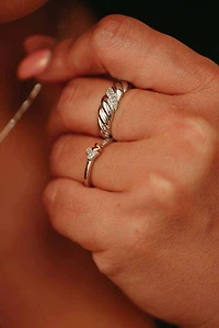 Cornetto Ring with .09 Carat TW of Diamonds in 10kt Yellow Gold