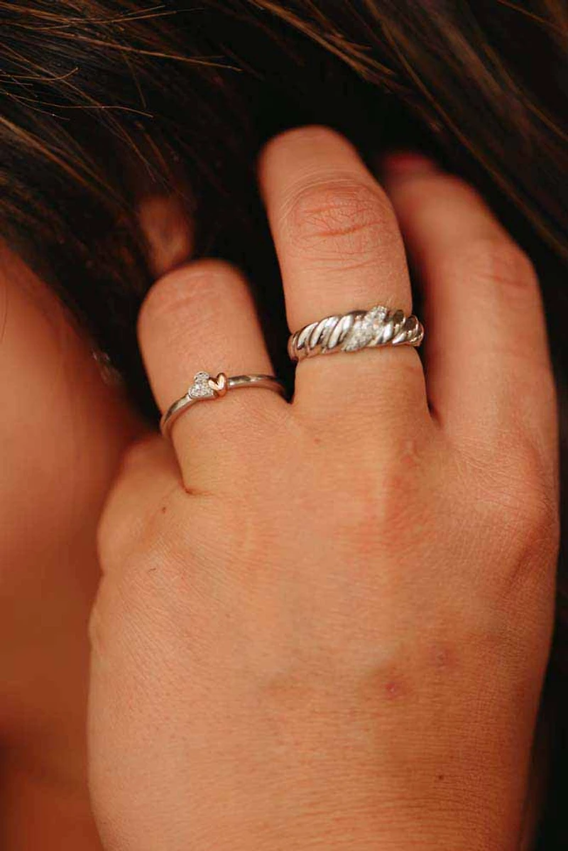 Cornetto Ring with .09 Carat TW of Diamonds in 10kt Yellow Gold