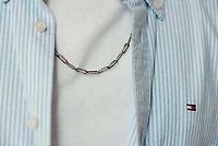 24″ Men’s Brushed Gunmetal Paperclip Chain in Sterling Silver