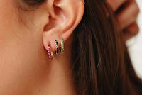 Hoop Earrings with Ruby in 10kt Yellow Gold