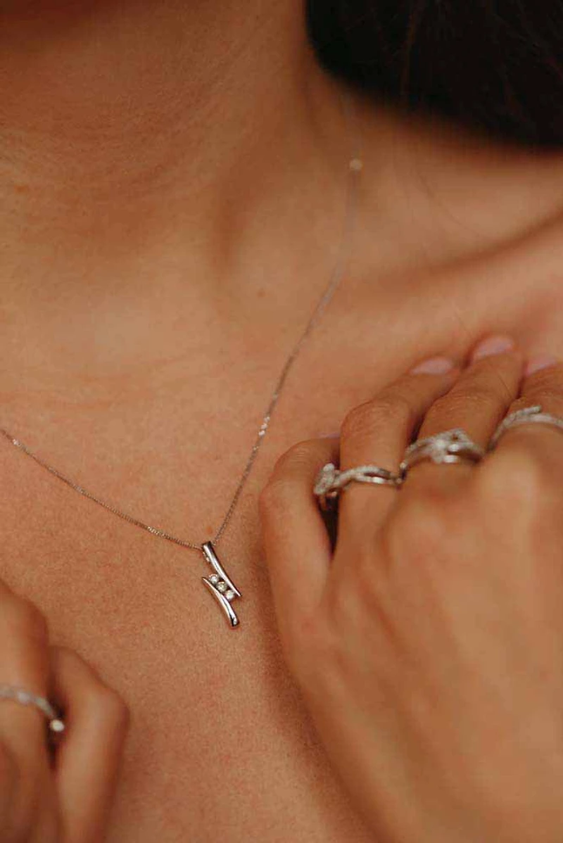 Pendant with Carat TW of Diamonds in 10kt White Gold with Chain